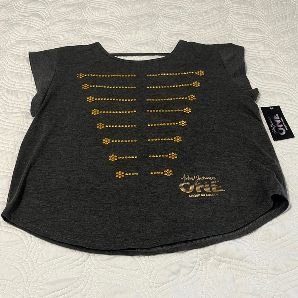 Michael Jackson One Cirque Du Soleil Gray Top, Gold Circus Ringmaster beads